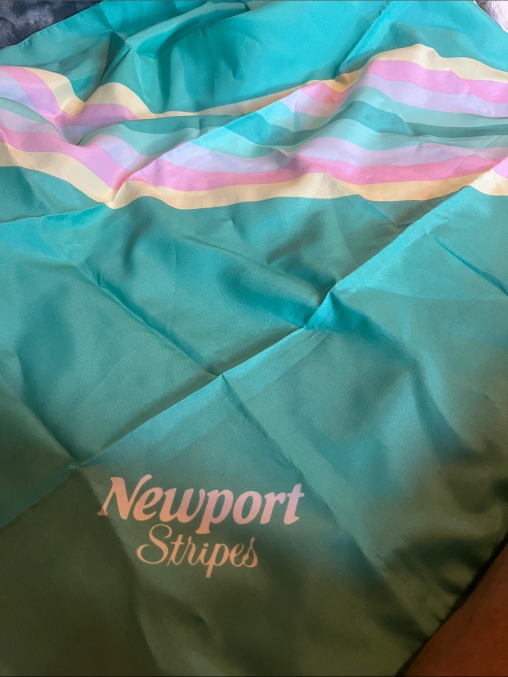 Newport Teal Scarf with Pastel Stripe Accents